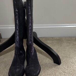 Stuart Weitzman Black Sparkle Over-the-Knee Boots